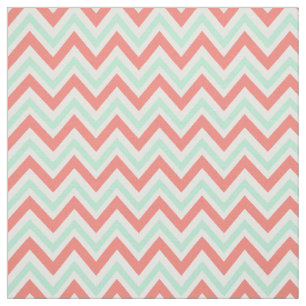 Coral Rosa and Mint Grönt Chevron Mönster Tyg