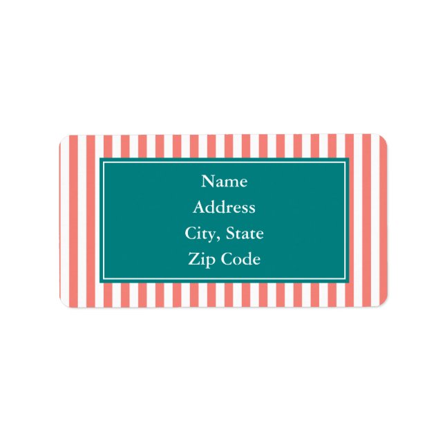 Coral Rosa and White Rand Adressetikett (Framsidan)