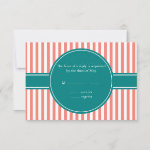 Coral Rosa and White Rand and Teal Bröllop OSA Kort