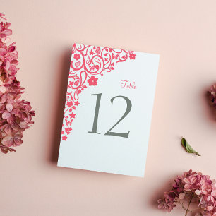 Coral Rosa Blommigt Butterfly Garden Wedding Bordsnummer