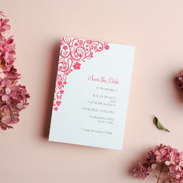 Coral Rosa Blommigt Butterfly Garden Wedding Spara Datumet