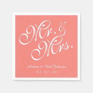 Coral Rosa Bröllop Papper Napkins Pappersservett