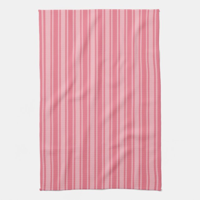 Coral rosa candy rand kökshandduk (Vertikal)