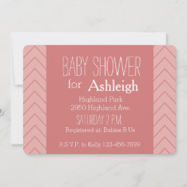Coral Rosa Chevron babydusch Inbjudningar