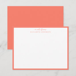 Coral Rosa Classic Gräns Note Card Anteckningskort