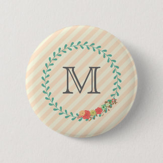 Coral rosa dekorative blommigt Wandemonogram Knapp