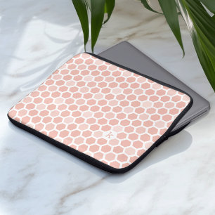 Coral Rosa Geo Hexagon Mönster Monogram Laptop Sleeve