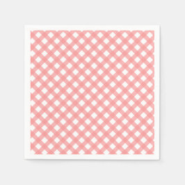 Coral Rosa Gingham Papper Napkins Pappersservett