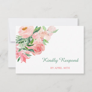 Coral Rosa Grönt Blommigt Bröllop Menu OSA Kort