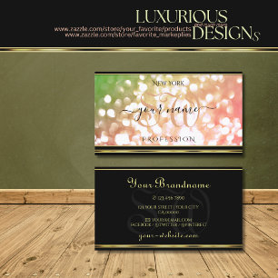 Coral Rosa Grönt Ombre Glitter Initialer Guld Blac Visitkort