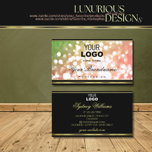 Coral Rosa Grönt Ombre Glitter Logotyp Guld och B Visitkort