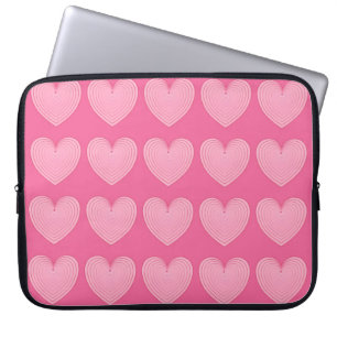 Coral rosa-hjärtan, djupare rosa-bakgrund laptop fodral
