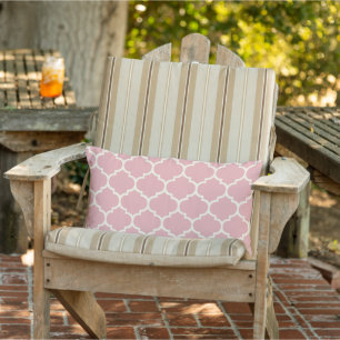 Coral Rosa Ivory Quatrefoil Trellis Mönster Lumbarkudde