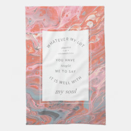 Coral Rosa Marble Christian Hymn Kitchen Towel Kökshandduk