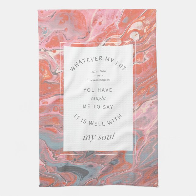 Coral Rosa Marble Christian Hymn Kitchen Towel Kökshandduk (Vertikal)