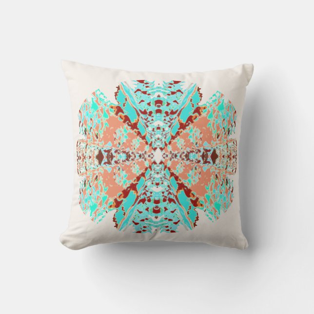 Coral Rosa Mint Shades Mandala på off-white design Kudde (Framsida)