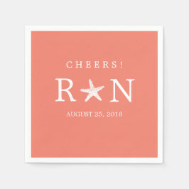 Coral Rosa Monogram Starfish | BRÖLLOP Pappersservett