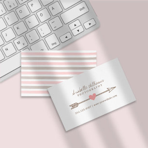 Coral Rosa och Brown Heart och Pil Visitkort