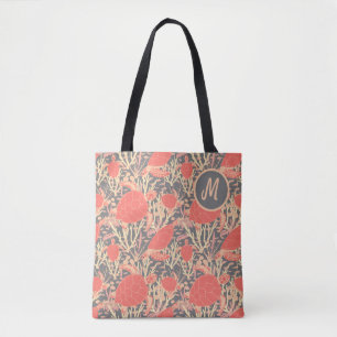 Coral Rosa och Grått Monogram Sea Turtle Tygkasse