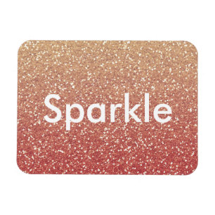 Coral Rosa och Guld Faux Glitter Gnistra Magnet