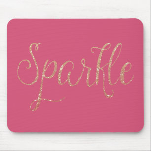 Coral Rosa och Guld Faux Glitter Gnistra Musmatta