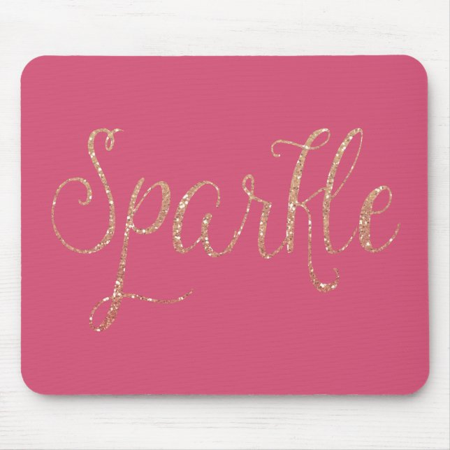 Coral Rosa och Guld Faux Glitter Gnistra Musmatta (Framsidan)