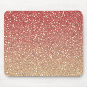 Coral Rosa och Guld Faux Glitter Musmatta