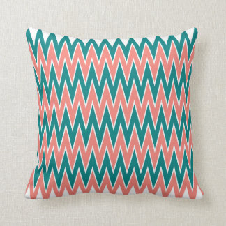 Coral Rosa och Teal Zigzag Mönster Kudde