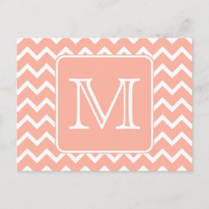 Coral Rosa och White Chevron med Anpassningsbar Mo Vykort