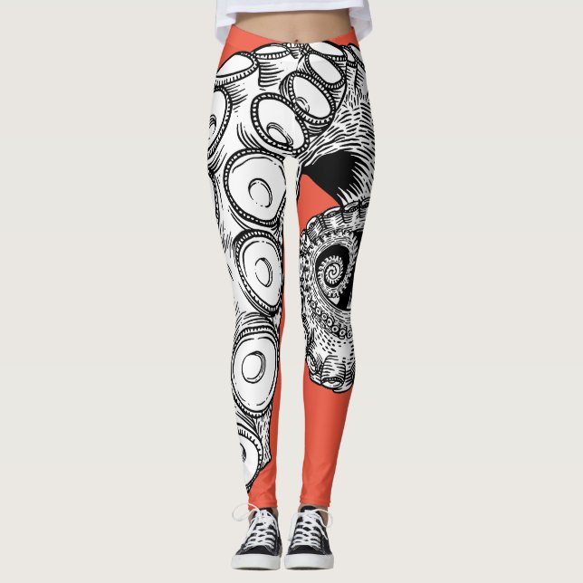 Coral Rosa Octopus Tentacle Leggings (Framsida)
