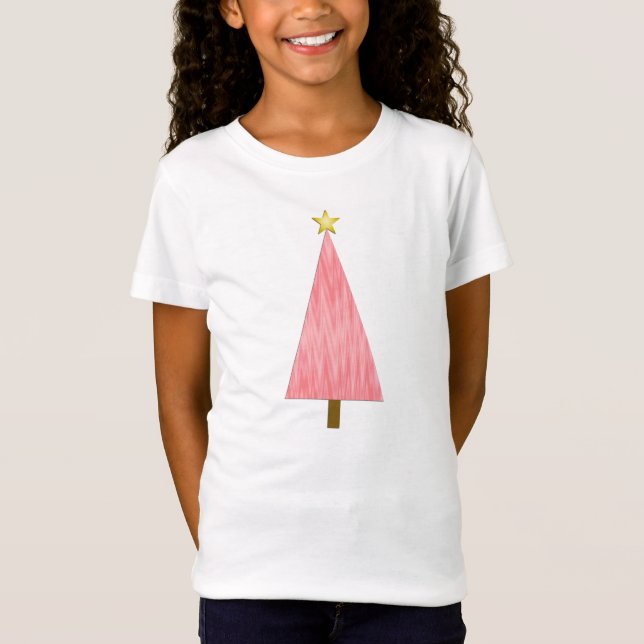 Coral Rosa Ombre modern Julgran T Shirt (Framsida)