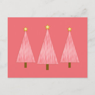 Coral Rosa Ombre Retro Modern Julgranar Helg Vykort