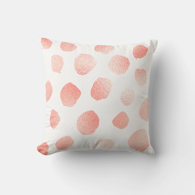 Coral Rosa Paíed Metallic Polka dots White Kudde (Framsida)