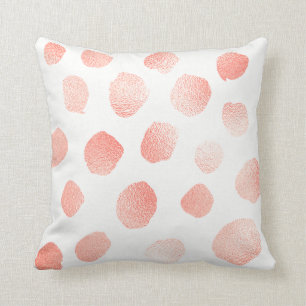 Coral Rosa Paíed Metallic Polka dots White Kudde