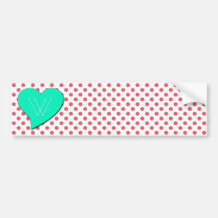 Coral Rosa Polka dots-Monogram av Shirley Taylor Bildekal