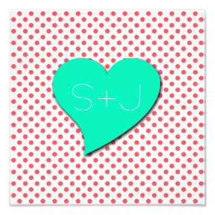 Coral Rosa Polka dots-Monogram av Shirley Taylor Fototryck