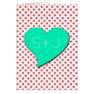 Coral Rosa Polka dots-Monogram av Shirley Taylor Hälsningskort