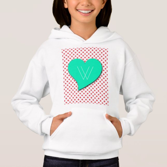 Coral Rosa Polka dots-Monogram av Shirley Taylor Tee Shirt (Framsida)