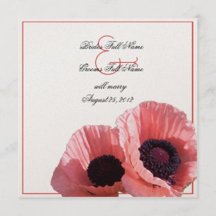 Coral Rosa Poppies Inbjudningar
