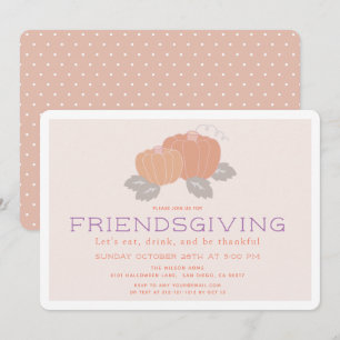 Coral Rosa Pumpkin Friendsgiving Inbjudningar