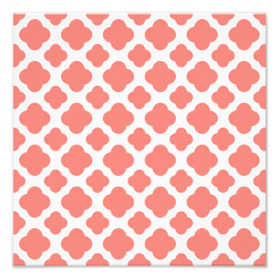 Coral Rosa Quatrefoil Mönster Fototryck