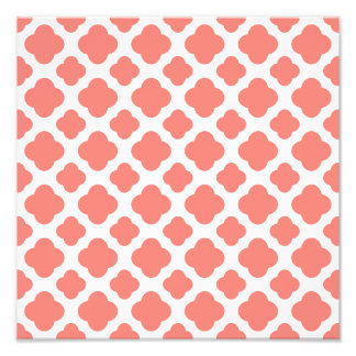 Coral Rosa Quatrefoil Mönster Fototryck