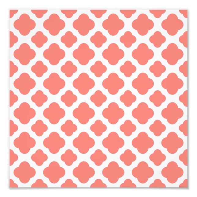Coral Rosa Quatrefoil Mönster Fototryck (Framsidan)