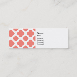 Coral Rosa Quatrefoil Mönster Mini Visitkort