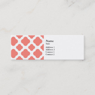 Coral Rosa Quatrefoil Mönster Mini Visitkort