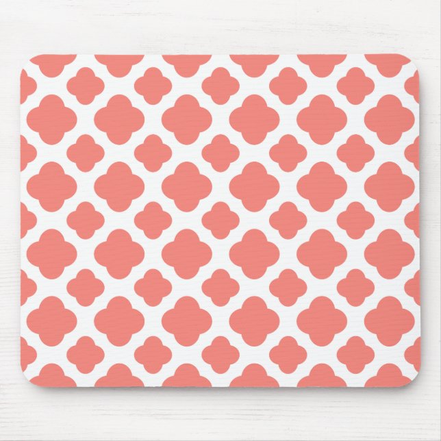 Coral Rosa Quatrefoil Mönster Musmatta (Framsidan)