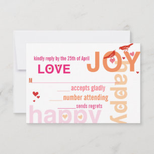 Coral Rosa Red Blommigt Modern Typography Love Bir OSA Kort