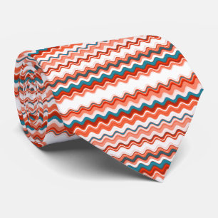 Coral Rosa Red Vågigt Zigzag Mönster Slips