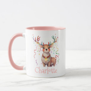 Coral Rosa Reindeer och julfesten Ljus Mugg