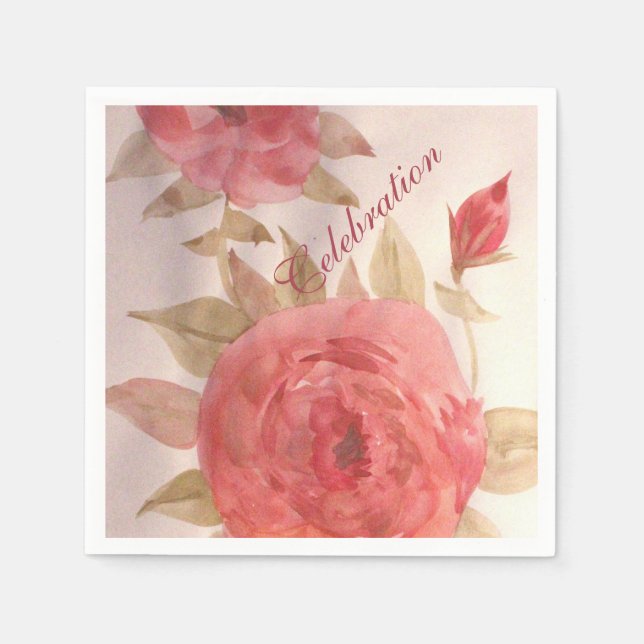 Coral Rosa ros Napkins Pappersservett (Framsidan)